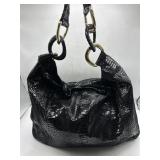 Michael Kors black leather snakeskin embossed
