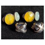 2 pairs sterling silver earrings w/ glass c