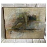 Goat on porch abstract painting on board