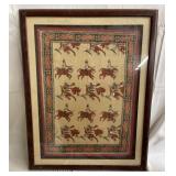 Antique silk tapestry warrior painting