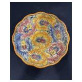 Signed Ceramic hand painted wall hanging plate