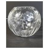 Vintage floral glass vase 6" x 5"