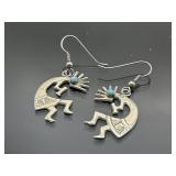 Scratch tested silver Navaho turquoise earrings,