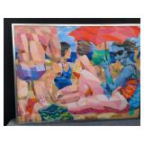 Oil on canvas, group at the beach