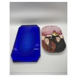 Set of jewelry dishes, blue colbalt glass and