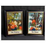 Pair of German reversed paintings on glass, 13
