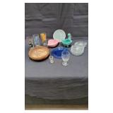 Group of vintage pottery / glass / wooden bowl /