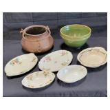 Antique copper pot with large bowl & porcelain