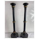 Pair of vintage wooden candle holders