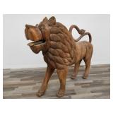 Life size wood carved Lion