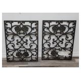 Pair of iron floral panel 24.5" x 18"