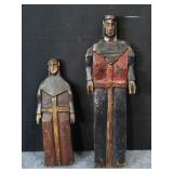 Pair of vintage carved wood Santos box lot