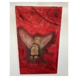 Abstract oil painting on canvas of insect