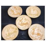 Matching set 5 mythological bunny antique style