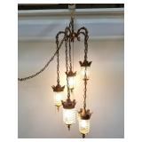 Vintage gilt metal hanging 5 light light fixture