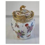 Vintage handpainted porcelain biscuit jar