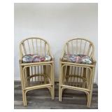 Pair of vintage rattan bar stools