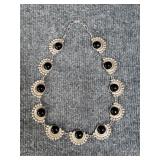Sterling silver native style necklace with onyx