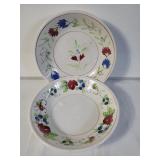 Pair of handpainted ironstone china oven proof