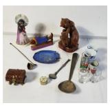 Box of miscellaneous wood carvings,  shot g