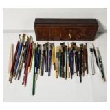 Group of painters paint brushes in wood box 12" x