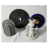 Box of miscellaneous chalk book end.  Signed b