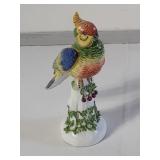 Handpainted porcelain parrot figurine with gilt