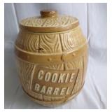 Cookie Barrel pottery cookie jar with lid