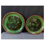 Pair of hand painted taracota center platters
