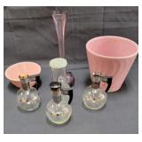 Group of vintage US pottery / tall Murano style