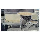 3pc. Iron patio furniture, table 29" x 53" ,