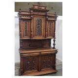Antique 3 pieces hand carved sideboard