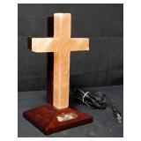 Himalayan salt cross lamp light, 11 1/2" x 6"