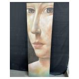 Painting on board face of a lady 71" x 22"