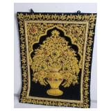 Hand woven colored stones floral wall art tapestry