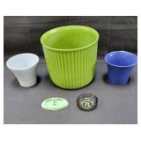 Group of vintage pottery / light blue is marked