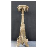 Vintage hand Carved wood candle holder