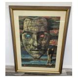 Mendij signed 1974 lithograph abstract