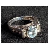 Jewelry: Diamond & aquamarine 14kt white gold