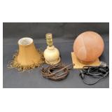 Salt lamp & alabaster lamp with shade / box lot.