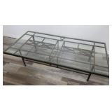 Wrought iron glass top patio coffee table