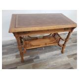 Vintage leather top tiger oak writing table