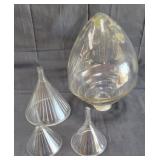 Antique glass apothecary funnels & large labware