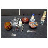 Group of stopper, chipped  Handpainted bell,