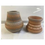 Pair of Navajo signed terra cotta vases pb, left