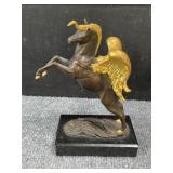 Bronze Pegasus sculpture on marble base 7" x 4.5"