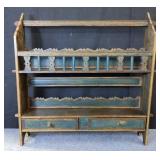 Hand carved wood spice rack 25"h x 26.5"l x 4.5"w