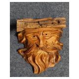 Carved wood face wall plaque