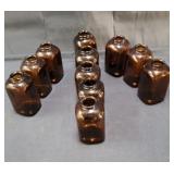 Antique brown apothecary bottles from an old