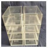 Group of 8 plastic storage & organizing stacking